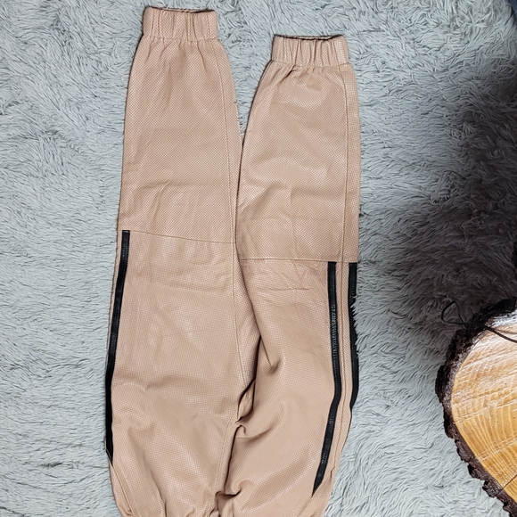 Ash Pink Leather Sweat Pants by Vandal - Picture 6 of 11
